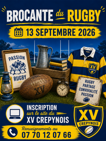 BROCANTE du XV CREPYNOIS RUGBY du 13/09/2026