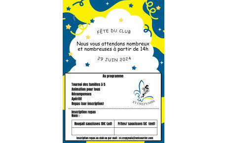 FÊTE du CLUB le 29 juin 2024